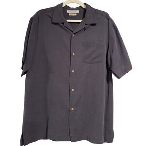 Tommy Bahama Mens 100% Silk Short Sleeve Camp Shirt Gray Original Fit M T6310660